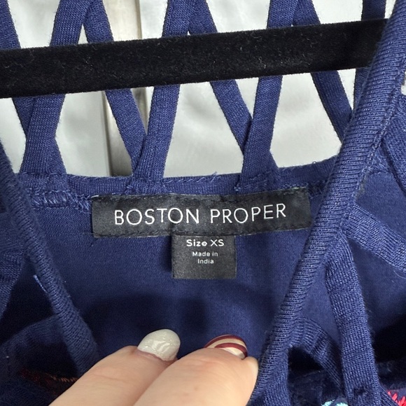 Boston Proper Strappy Floral Embroidered Top - Picture 5 of 6
